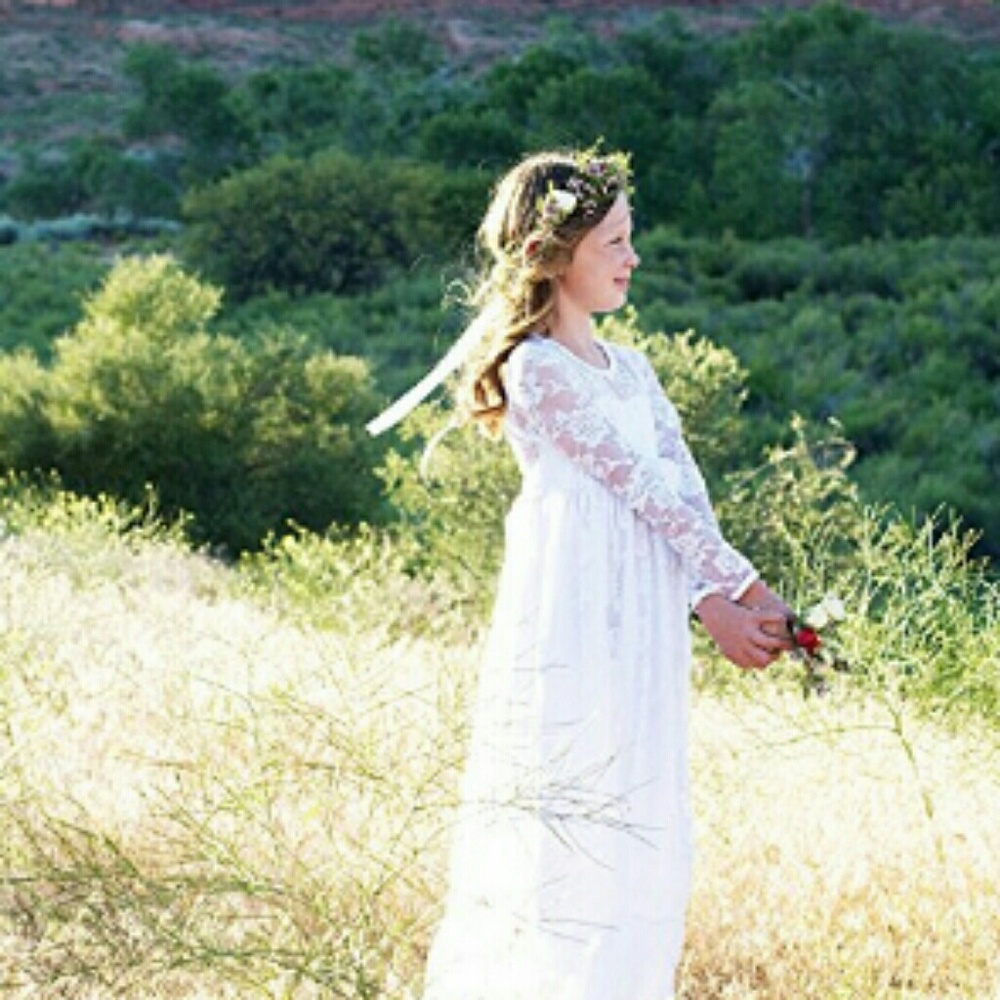 Beautiful boho style fancy flower girl dress 4t/5t